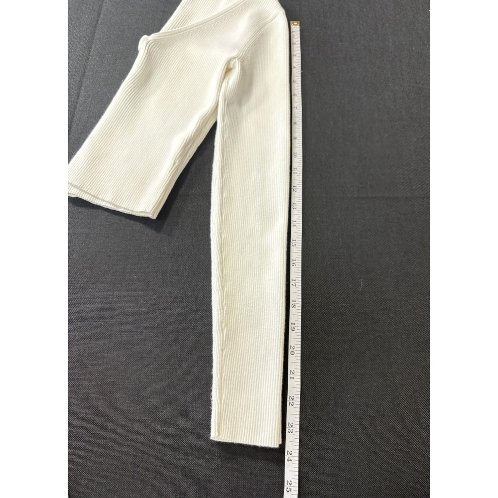 Intermix Cream Ribbed Ring‎ Detail Crop Top Sweater Womens Size S Y2K Style - Picture 8 of 9